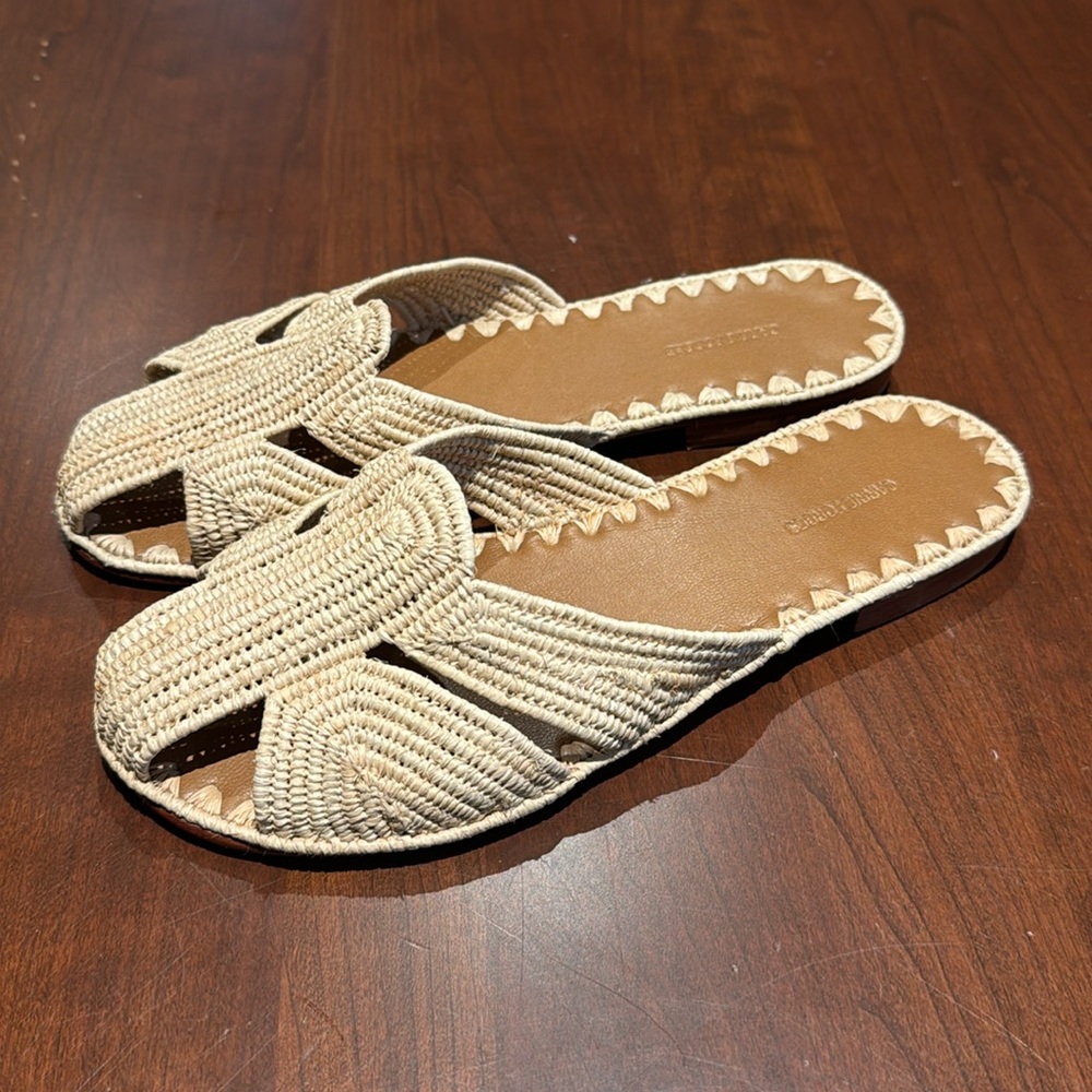 Woven Slide Loafers in Cream – Women's Slip-On Flats - Picture 2 of 3